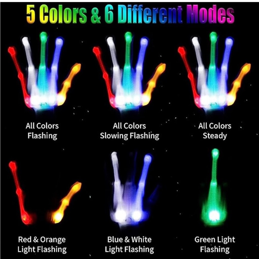 Flashing LED Light Gloves